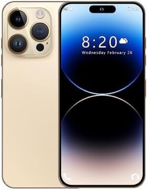 Huness I14 Pro MAX Smartphone Unlocked Cell Phone, Battery 6800mAh 6.82" HD Screen Unlocked Phones, 6+256GB Android 13 with 128GB Memory Card, Dual SIM/Fingerprint Lock/Face ID/GPS (Gold)