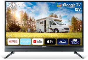 SYLVOX Smart RV TV, 32" 12V TV for RV Camper 1080P DC/AC Powered Television, Newest Google TV, Support Download APPs, Google Assistant, Bluetooth WiFi, Smart TV for Home Car Campervan Truck