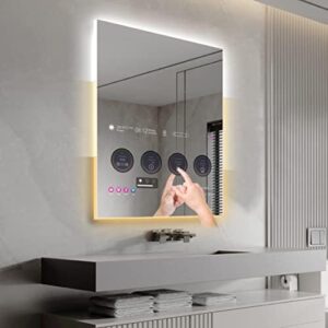 33" x 24" Smart Bathroom Vanity Waterproof Mirror Build in 21.5" Touch Screen TV with Adjustable 3 Color Led Lighted/Bluetooth/Weather Forecast/Health Monitoring/Watch Streaming