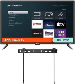 ONN 32-inch Roku Smart TV LED + Free Wall Mount with Wi-Fi Connectivity and Mobile App | Flat Screen TV Compatible with Apple Home Kit | Alexa and Google Assistant (Renewed)