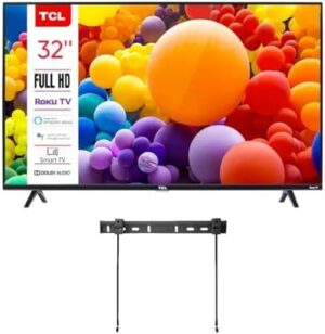 TCL 32-Inch Class 3 Series 1080p FHD LED Smart Roku TV + Wall Mount Dual-Band Wi-Fi Compatible with AlR Play Alexa and Google Assistant (Renewed)