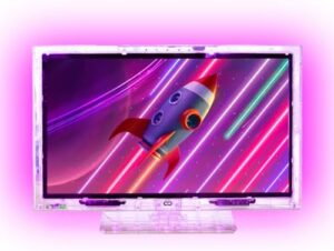 22-Inch Neon LED TV by Continu.us | Color-Changing, Non-Smart HD Retro Television, Built-in Ambient Hue Back Lighting | Ease Children's Sleep Anxiety with Night Light Function