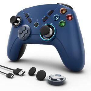 PC Wireless Controller, Bluetooth Gaming Controllers for Windows, Steam, Laptop, Mac, Tablet, iPad, Switch, and Smart TV, with Dual Vibration, 6-Axis Motion, Macro Keys, Turbo Button, LED Backlight