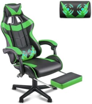 Soontrans Green Gaming Chair with Footre...