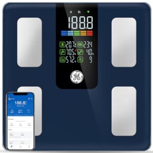 GE Scale for Body Weight Smart: Digital Bathroom Body Fat Scales for BMI Muscle Bluetooth Body Composition Monitor 11.8" Large Platform Accurate Weigh...