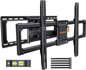 Perlegear UL-Listed Full Motion TV Wall Mount for 42–90 Inch TVs up to 150 lbs, Pre-Assembled TV Mount with Tool-Free Tilt, Swivel, Extension, Max VESA 600 x 400mm, 12″/16″/18″/24″ Wood Studs, PGLF16