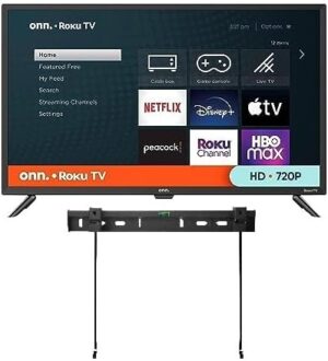 ONN 24-Inch Class HD (720P) LED Smart TV + Free Wall Mount with Wi-Fi Connectivity and Mobile App | Flat Screen TV Compatible with Apple Home Kit | Alexa and Google Assistant (Renewed)