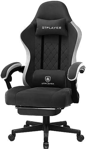 GTPLAYER Gaming Chair with Footrest Fabr...