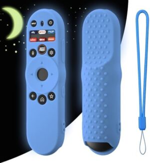 Silicone Remote Cover for Vizio TV Remote XRT270 Smart TV Remote 2023, Silicone Vizio Remote Control Case Cover for VIZIO XRT270 Silicone Sleeve with Lanyard(Glow Blue)