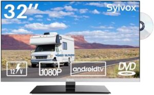 SYLVOX RV TV, 32 inches 12/24V TV for RV 1080P Full HD Smart TV, Built-in APP Store, Support WiFi Bluetooth, Small Android TV for Car Home Camper Truck Boat(Limo Series, 2023)