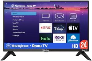 Westinghouse Roku TV - 24 Inch Smart TV, 720P LED HD TV with Wi-Fi Connectivity and Mobile App, Flat Screen TV Compatible with Apple Home Kit, Alexa and Google Assistant