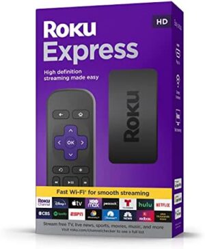 Roku Express | HD Roku Streaming Device with Simple Remote (no TV controls), Free & Live TV, Black