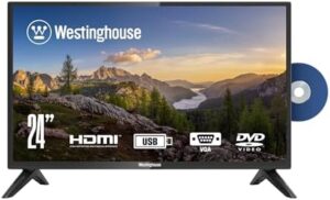 Westinghouse 24 Inch TV with DVD Player Built in, 720p HD LED Small Flat Screen TV DVD Combo with HDMI, USB, VGA, & V-Chip Parental Controls, Non-Smart TV for Home, Kitchen, or RV Camper (2023 Model)