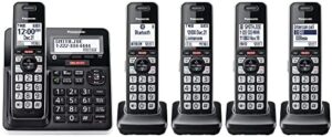 Panasonic Cordless Phone with Advanced Call Block, Link2Cell Bluetooth, One-Ring Scam Alert, and 2-Way Recording with Answering Machine, 5 Handsets - ...