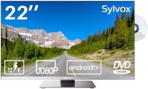 SYLVOX RV TV, 22 inches 12/24V 1080P Full HD Small Android Smart TV, Built-in APP Store, Support WiFi Bluetooth, for Car Home Camper Truck Boat(Limo Series, 2023)