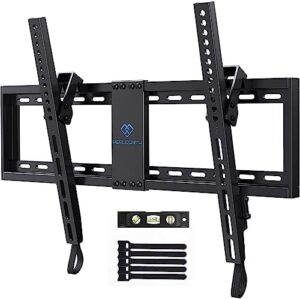 PERLESMITH UL Listed TV Mount for Most 37-82 inch TV, Universal Tilt TV Wall Mount Fits 16”- 24” Wood Stud with Loading 132 lbs & Max VESA 600x400mm, Low Profile Flat Wall Mount Bracket PSLTK1