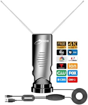 Rabbit Ears Antenna Long Range Reception with Amplifier TV Antenna for Smart TV Indoor, HD Antenna for TV Indoor 4k, Digital Antenna for Smart TV Support All Free HDTV Channels