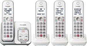 Panasonic Cordless Phone with Answering Machine, Link2Cell Bluetooth, Voice Assistant and Advanced Call Blocking, Expandable System with 4 Handsets - ...