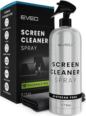 Screen Cleaner Spray - TV Screen Cleaner Spray and Wipe, Computer Screen Cleaner for Electronic Devices: TV, Laptop, iPhone, Ipad, Computer, MacBook- TV Cleaner for Smart TV-Microfiber Cleaning Cloth