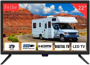 22 Inch TV, 1080p LED Widescreen HDTV w/Digital ATSC Tuners, 22 Inch Flat Screen TV with HDMI/VGA/RCA/USB for Kitchen, RV, Bedroom, Caravan(NO DVD Player)