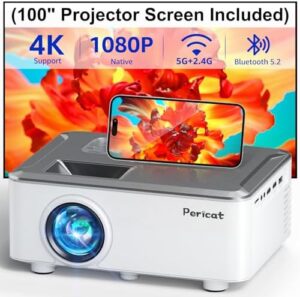 5G WIFI Bluetooth Projector with Screen,...