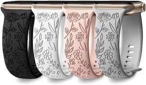 DaQin 4 Pack Floral Engraved Band Compat...