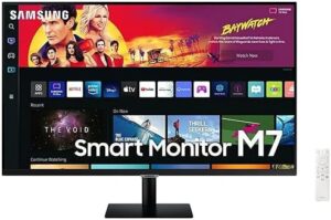 SAMSUNG 32" M70B Series 4K UHD USB-C Smart Monitor & Streaming TV, 4ms, 60Hz, HDR10, Wireless Display, Gaming and IoT Hubs, Alexa Built in, LS32BM702UNXGO, 2022, Black