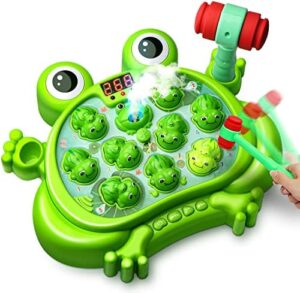 HopeRock Toys for 2 3 4 5 Year Old Boy,Toddler Toys Age 2-4, Whack A Frog Game,with 5 Modes,45 Levels,9 Music Spray and Light-up, Baby Toy Gifts for E...