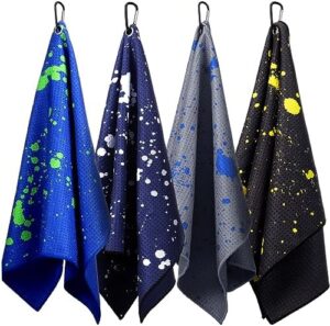 Peryiter 4 Pcs Shine Golf Towel with Cli...