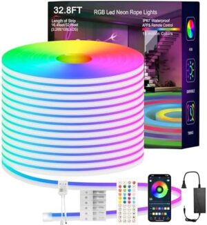 MFWW Neon Rope Lights, 32.8FT RGB LED St...