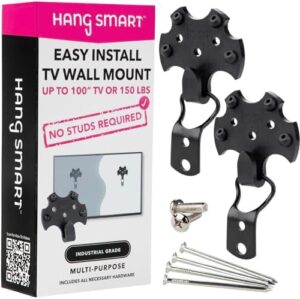 HangSmart TV Wall Mount NO STUD Easy Install, DIY hangs any TV in minutes, 19-100 inch TVs, Holds up to 150LBS, Multi-Purpose most LED LCD Flat Screen TVs & Monitors, Include Hardware (TV 19" to 100")