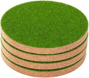 Lawn Drink Coasters Set of 4, Decor Turf...