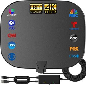 2023 Upgraded Amplified HD Digital TV Antenna Long 450+ Miles Range, Support 360°Reception 4K 1080p for Smart TV, Amplifier Signal Booster for Local C...