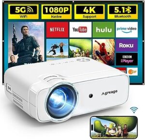 Projector with WiFi and Bluetooth, 5G Wi...