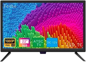 Feihe 22 Inch TV, FHD LED Flat Screen TV 1080p IPS Display w/Digital Dual Tuners ATSC/HDMI/VGA/AV/USB, 12 Volt RV TV Built in Dual Speakers Suitable for Kitchen/RV/Caravan and Boat(2022 Model)