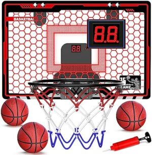 HopeRock Indoor Basketball Hoop for Kids, Indoor Over The Door Mini Basketball Hoops, LED Light Mini Hoop with Electronic Scoreboard, Christmas Toys G...