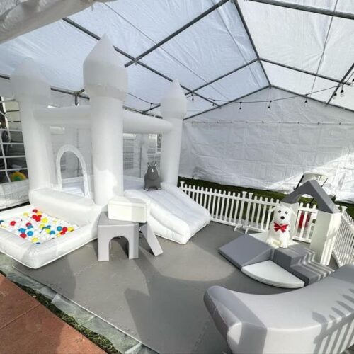 White Bounce House, Castle Theme Kids In... - Image 4